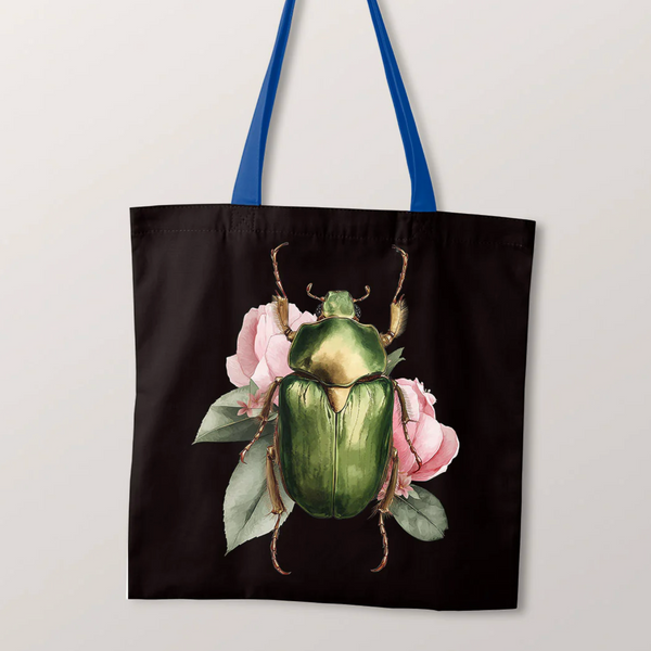 PRECUT PANEL: Waterproof Canvas TOTE BAG Panel: Approx 40cm x 45cm: Green Beetle
