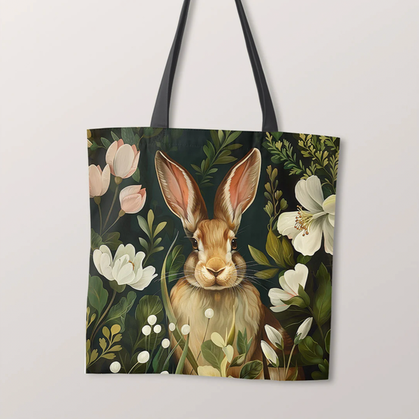 PRECUT PANEL: Waterproof Canvas TOTE BAG Panel: Approx 40cm x 45cm: Majestic Hare