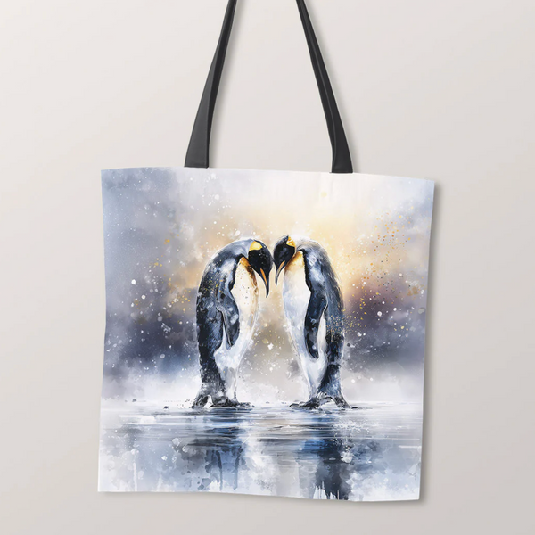 PRECUT PANEL: Waterproof Canvas TOTE BAG Panel: Approx 40cm x 45cm: Emperor Penguins