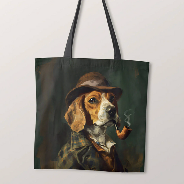 PRECUT PANEL: Waterproof Canvas TOTE BAG Panel: Approx 40cm x 45cm: Sherlock Beagle