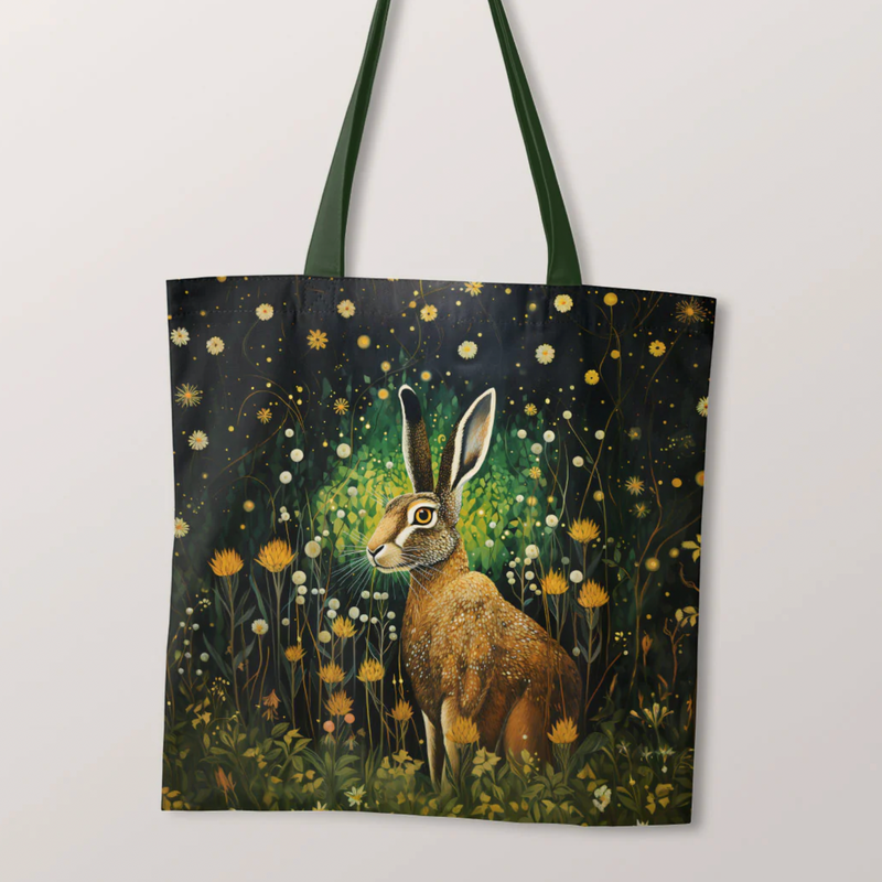 PRECUT PANEL: Waterproof Canvas TOTE BAG Panel: Approx 40cm x 45cm: Meadow Hare