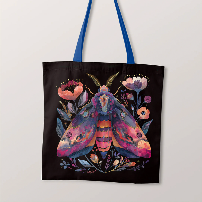 PRECUT PANEL: Waterproof Canvas TOTE BAG Panel: Approx 40cm x 45cm: Magical Moth