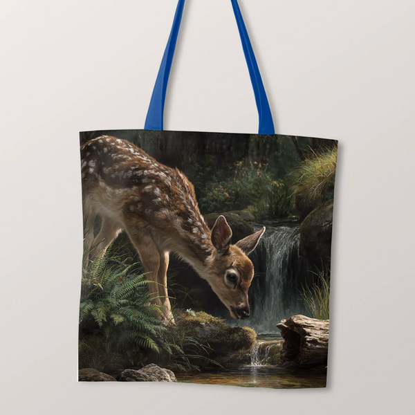 PRECUT PANEL: Waterproof Canvas TOTE BAG Panel: Approx 40cm x 45cm: Mossbrook Deer