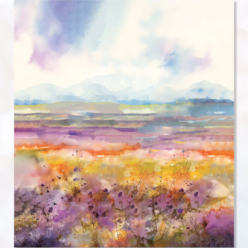 PRECUT PANEL: Waterproof Canvas TOTE BAG Panel: Approx 40cm x 45cm: *CO-ORD* for Watercolour Landscape with Highland Cow