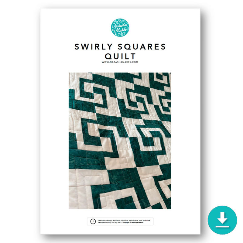 INSTRUCTIONS: Swirly Squares Quilt Pattern: DIGITAL DOWNLOAD