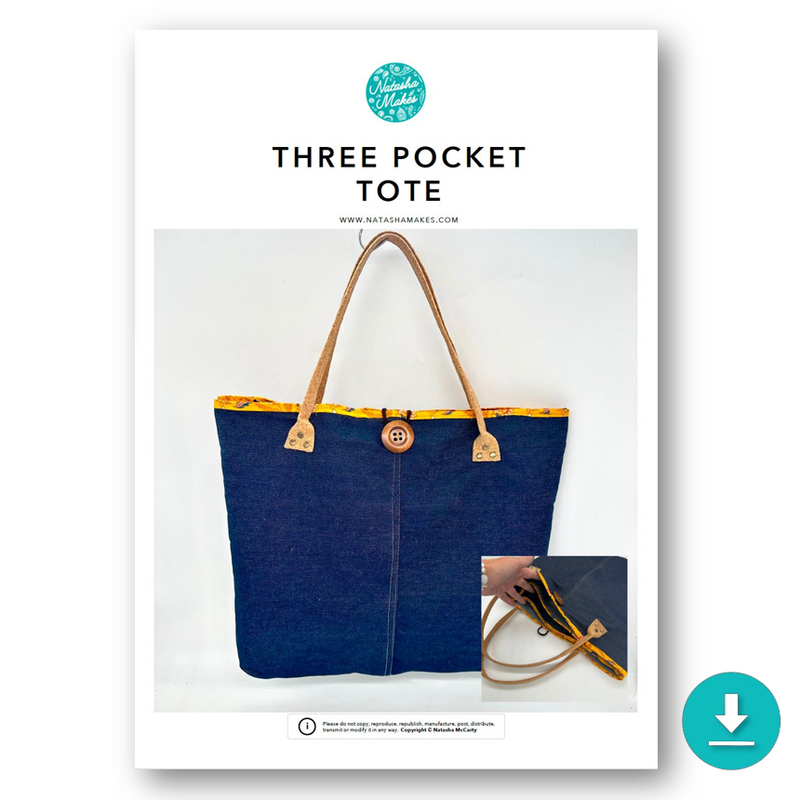 INSTRUCTIONS: Three Pocket Tote: DIGITAL DOWNLOAD