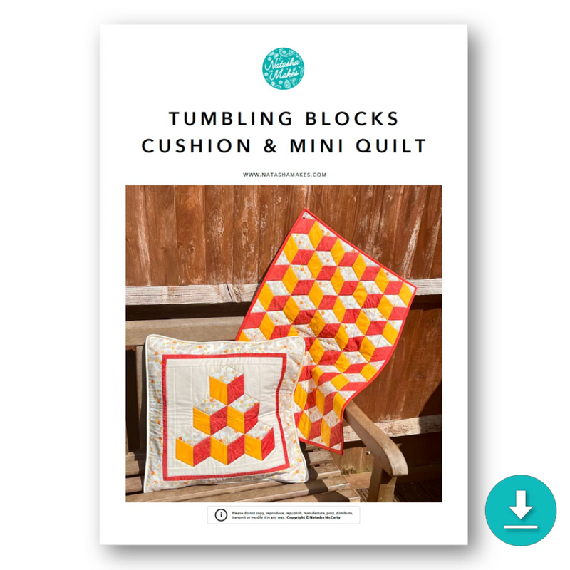 INSTRUCTIONS: Tumbling Blocks Cushion and Mini Quilt: DIGITAL DOWNLOAD