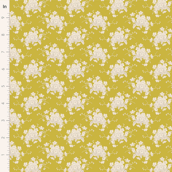 Tilda | Sunday Brunch Collection: 100590 'White Flower' Sour Yellow: by the ½m