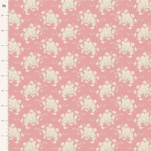 Tilda | Sunday Brunch Collection: 100591 'White Flower' Pink: by the ½m