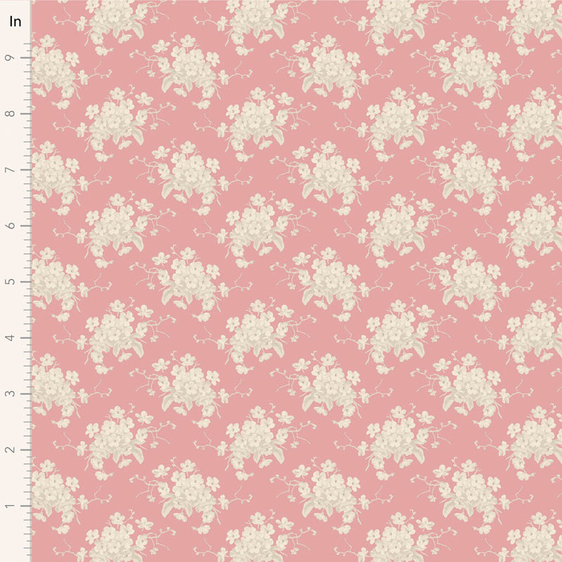 Tilda | Sunday Brunch Collection: 100591 'White Flower' Pink: by the ½m
