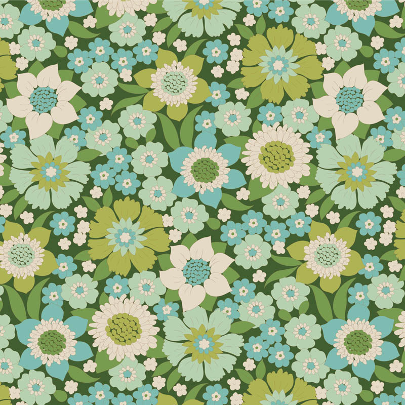 Tilda | Wallflower Collection: 100601 'Lauren' Green: by the ½m