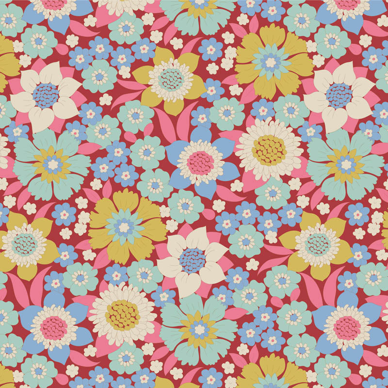 Tilda | Wallflower Collection: 100602 'Lauren' Burgundy: by the ½m