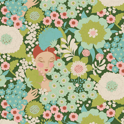 Tilda | Wallflower Collection: 100605 'Wallflower' Green: by the ½m