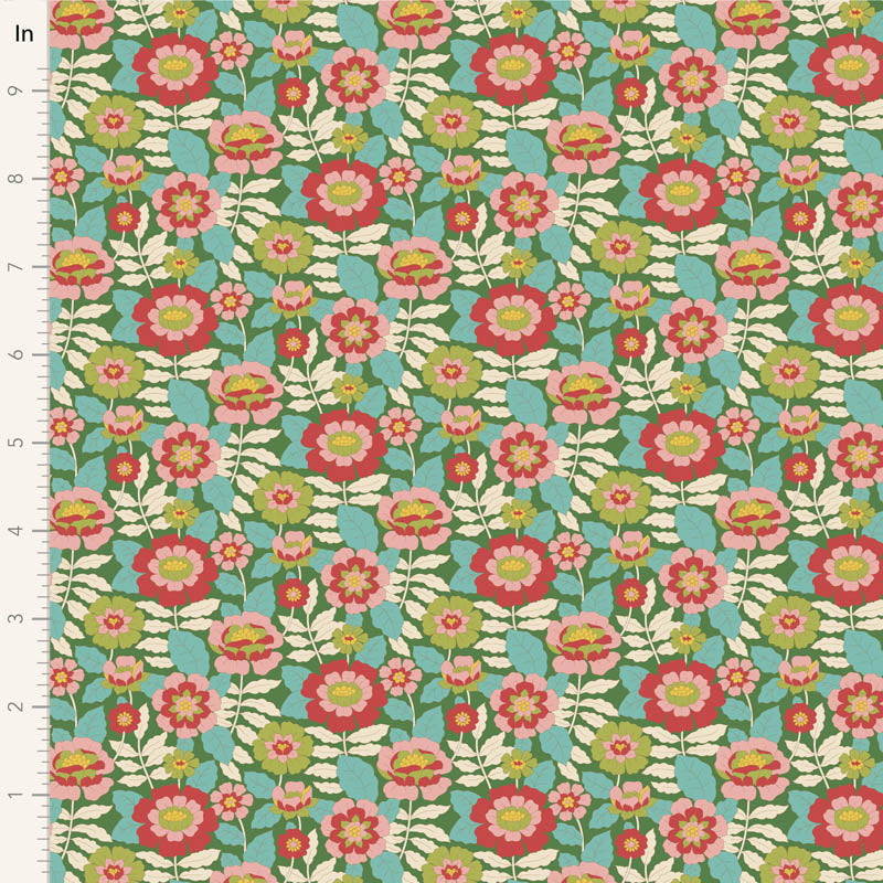 Tilda | Wallflower Collection: 100609 'Beverly' Green: by the ½m