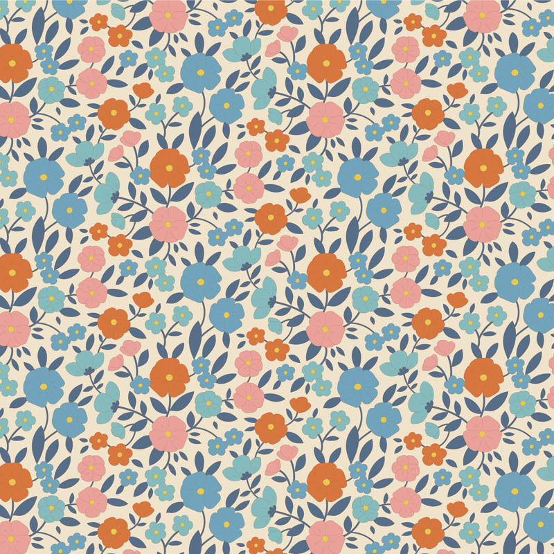 Tilda | Wallflower Collection: 100615 'Janice' Blue: by the ½m