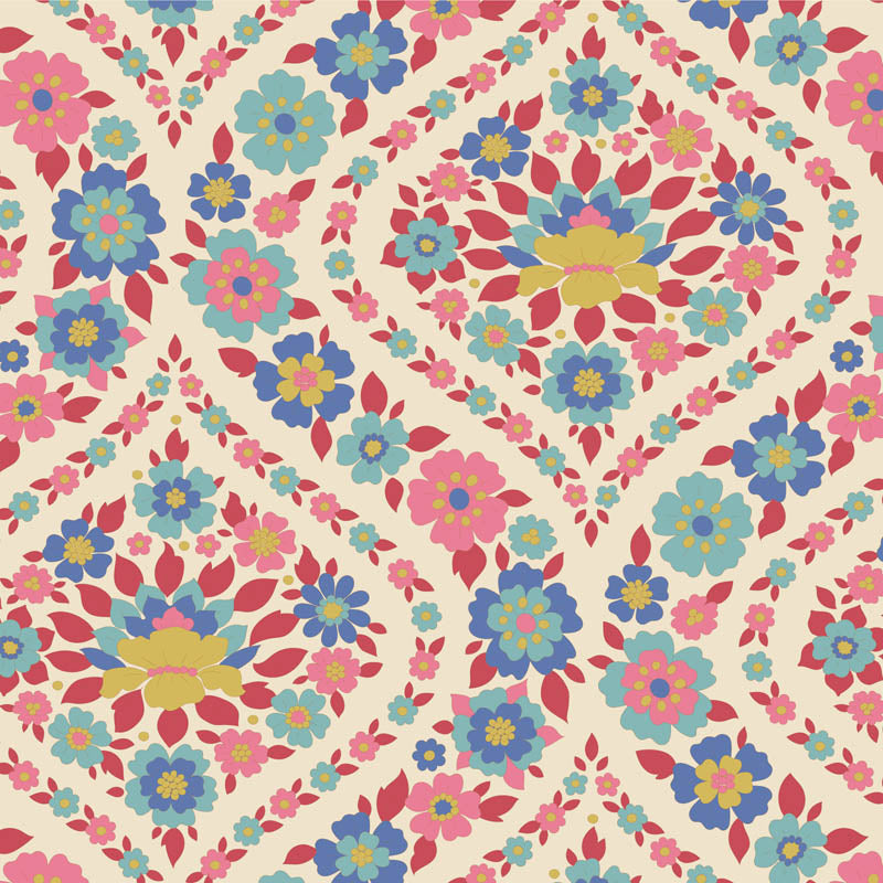 Tilda | Wallflower Collection: 100618 'Bianca' Red: by the ½m