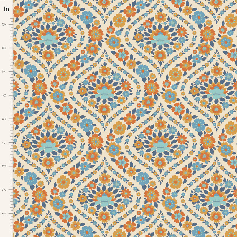 Tilda | Wallflower Collection: 100619 'Bianca' Blue: by the ½m