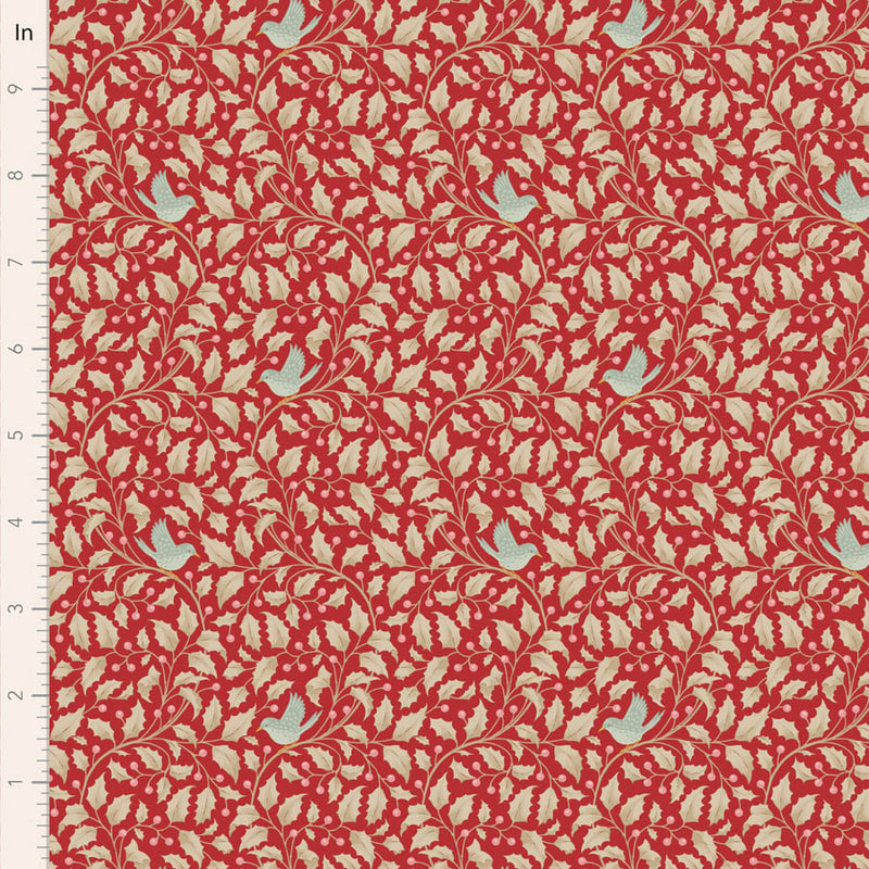Tilda | Merry Little Christmas: TD100621 'Holly' Red: by the ½m