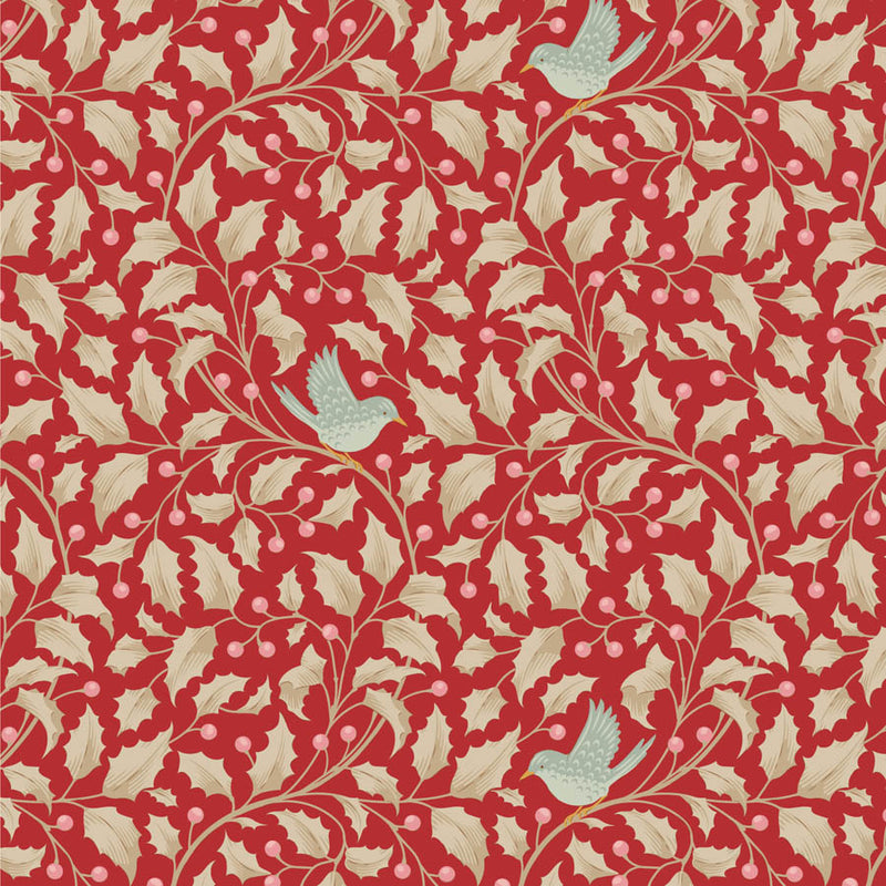 Tilda | Merry Little Christmas: TD100621 'Holly' Red: by the ½m