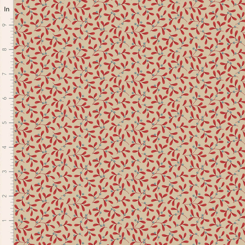 Tilda | Merry Little Christmas: TD100623 'Mistletoe' Red: by the ½m
