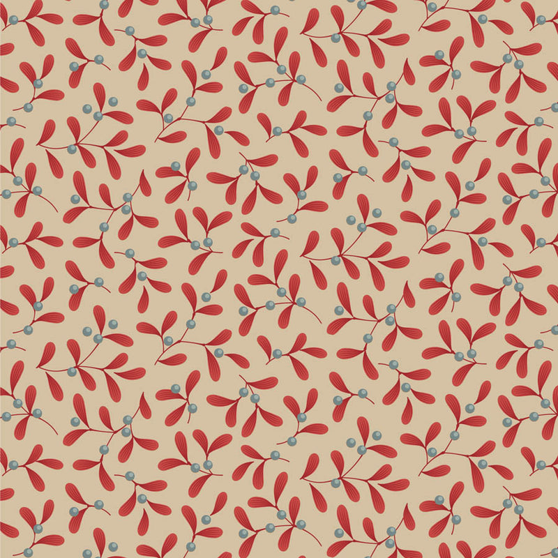 Tilda | Merry Little Christmas: TD100623 'Mistletoe' Red: by the ½m