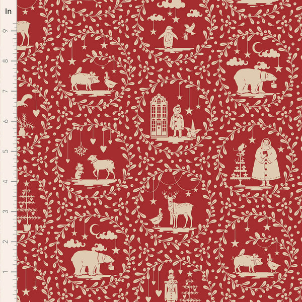 Tilda | Merry Little Christmas: TD100625 'Paperscenes' Burgundy: by the ½m