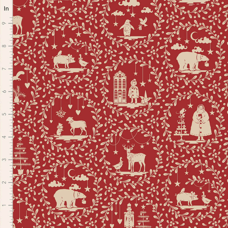 Tilda | Merry Little Christmas: TD100625 'Paperscenes' Burgundy: by the ½m