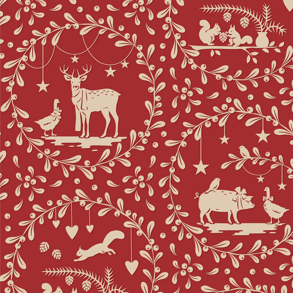 Tilda | Merry Little Christmas: TD100625 'Paperscenes' Burgundy: by the ½m