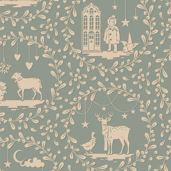 Tilda | Merry Little Christmas: TD100629 'Paperscenes' Duckegg: by the ½m