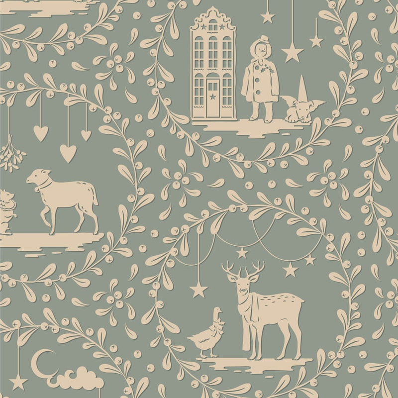 Tilda | Merry Little Christmas: TD100629 'Paperscenes' Duckegg: by the ½m