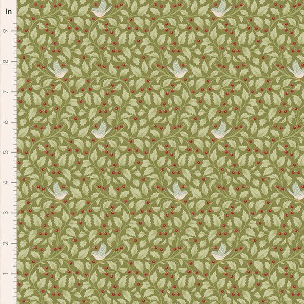 Tilda | Merry Little Christmas: TD100631 'Holly' Moss: by the ½m