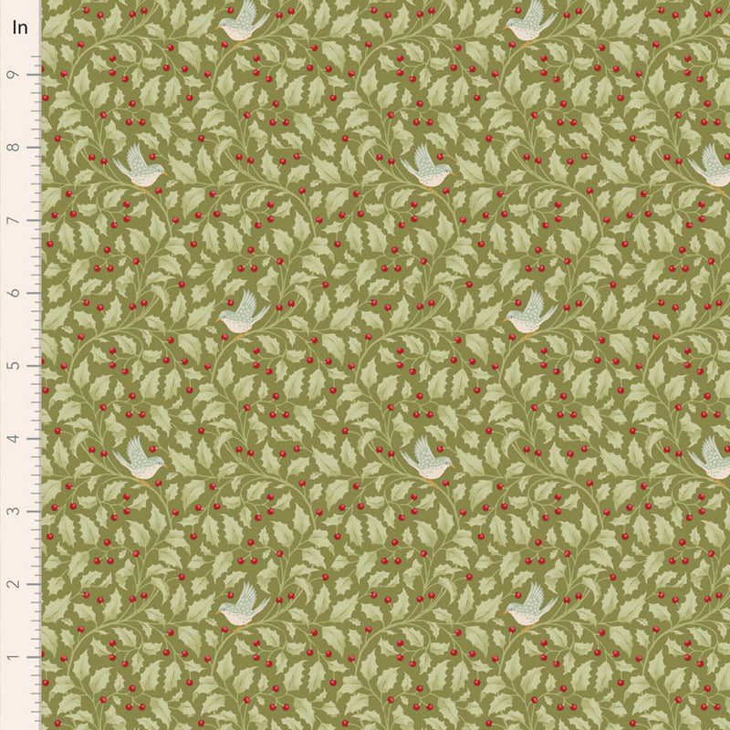Tilda | Merry Little Christmas: TD100631 'Holly' Moss: by the ½m
