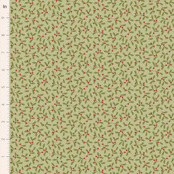 Tilda | Merry Little Christmas: TD100633 'Mistletoe' Pistachio: by the ½m