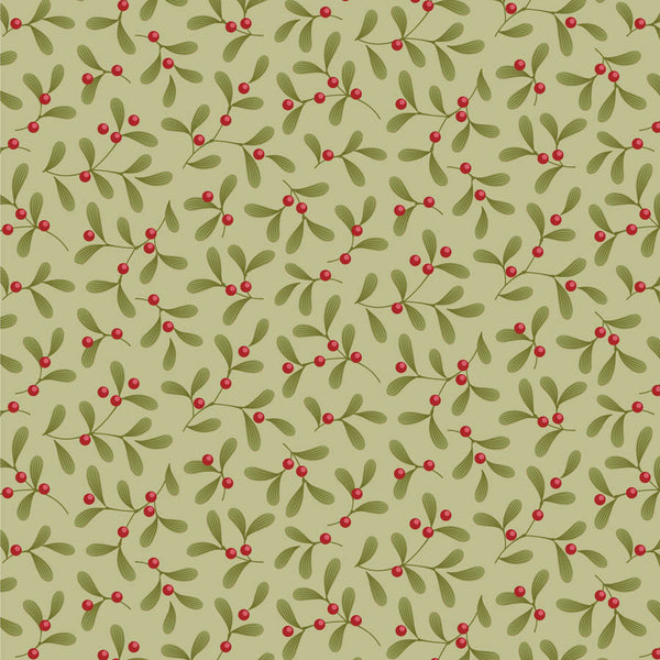 Tilda | Merry Little Christmas: TD100633 'Mistletoe' Pistachio: by the ½m