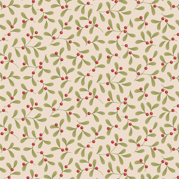 Tilda | Merry Little Christmas: TD100639 'Mistletoe' Cream: by the ½m