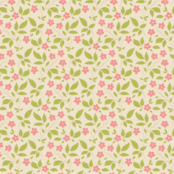 Tilda | Sunday Brunch Collection: 110122 'Tipsy' Cream/Pink: by the ½m