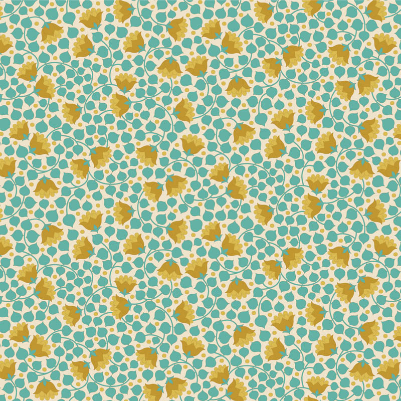 Tilda | Wallflower Collection: 110126 'Bellflower' Teal: by the ½m