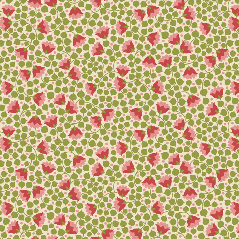 Tilda | Wallflower Collection: 110128 'Bellflower' Green: by the ½m