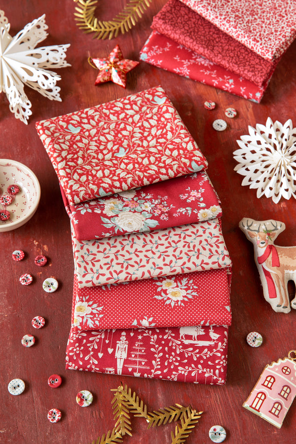 PREORDER: Tilda | Merry Little Christmas: FIVE Fabrics CUT TO ORDER in ¼m increments: RED