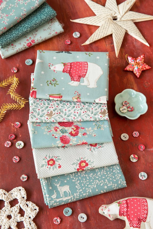 PREORDER: Tilda | Merry Little Christmas: FIVE Fabrics CUT TO ORDER in ¼m increments: DUCK EGG