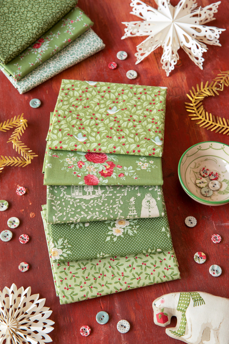PREORDER: Tilda | Merry Little Christmas: FIVE Fabrics CUT TO ORDER in ¼m increments: GREEN