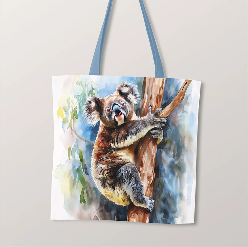 PRECUT PANEL: Waterproof Canvas TOTE BAG Panel: Approx 40cm x 45cm: Watercolour Koala 2