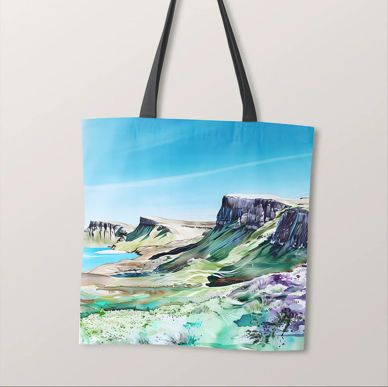 PRECUT PANEL: Waterproof Canvas TOTE BAG Panel: Approx 40cm x 45cm: Isle of Skye Cliffs