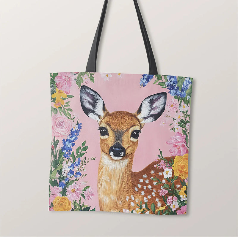 PRECUT PANEL: Waterproof Canvas TOTE BAG Panel: Approx 40cm x 45cm: Spring Floral Fawn