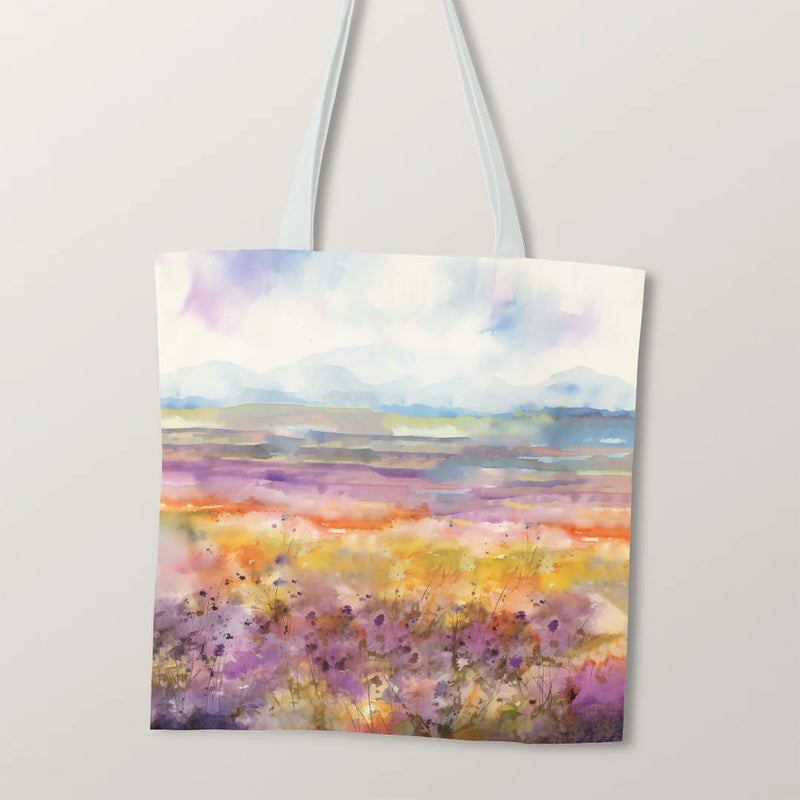 PRECUT PANEL: Waterproof Canvas TOTE BAG Panel: Approx 40cm x 45cm: *CO-ORD* for Watercolour Landscape with Highland Cow