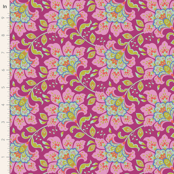 Tilda | Bloomsville Collection: 100502 'Flowermarket' in Plum: by the 1/2m