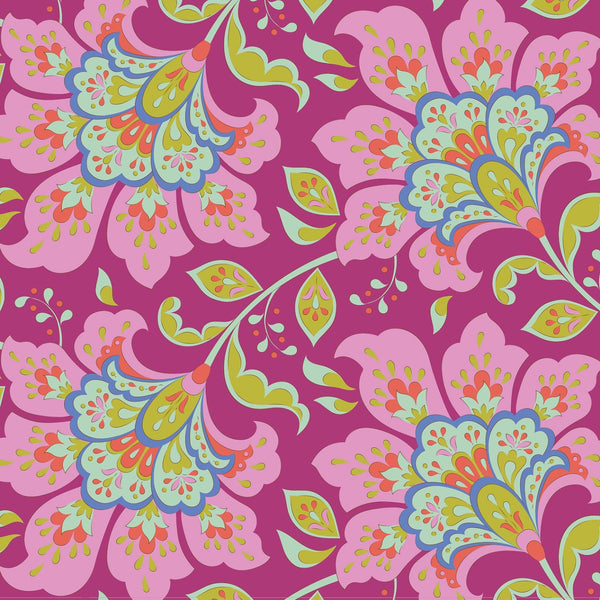 BOLT END SALE: Tilda | Bloomsville Collection: 100502 'Flowermarket' in Plum: Approx 1.5m