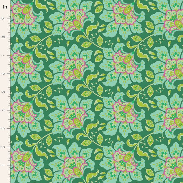 Tilda | Bloomsville Collection: 100514 'Flowermarket' in Pine: by the 1/2m