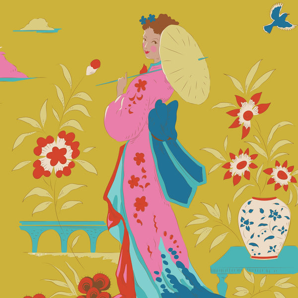 Tilda | Bloomsville Collection: 100518 'Garden Vista' in Light Corn: by the 1/2m