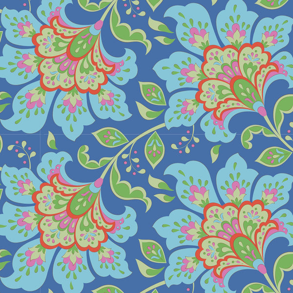 Tilda | Bloomsville Collection: 100506 'Flowermarket' in Blueberry: by the 1/2m